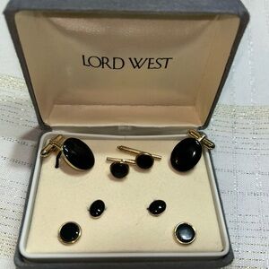 Black Gold Tone Cuff Links Set